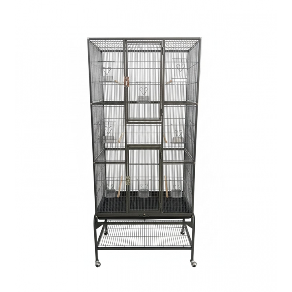 Extra Large Black Wrought Iron Bird Cage with Rolling Stand, 177 cm ...